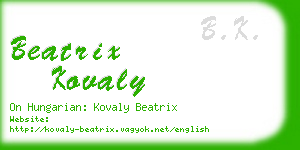 beatrix kovaly business card